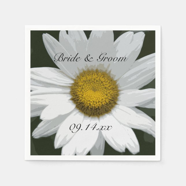 Serviettes En Papier Mariage blanc Fleur de marguerite (Devant)