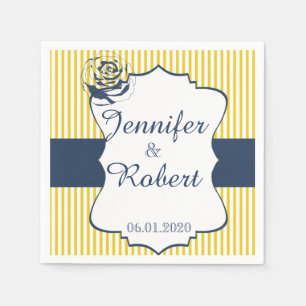 Serviettes En Papier Mariage bleu et jaune moderne Napkin