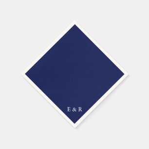 Serviettes En Papier Mariage bleu foncé classique