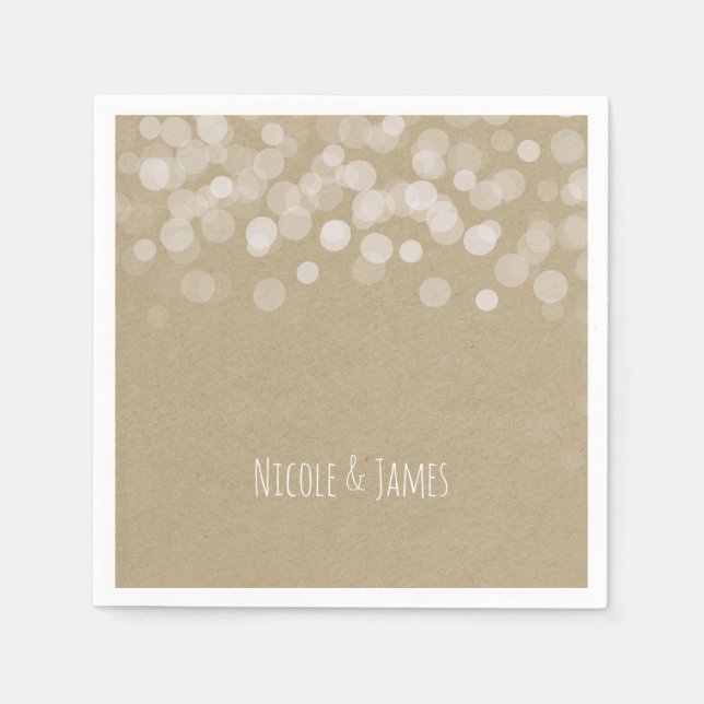 Serviettes En Papier Mariage Brown papier simple rustique (Devant)