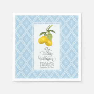 Serviettes En Papier Mariage Célébration Marine bleu Citron blanc Citru