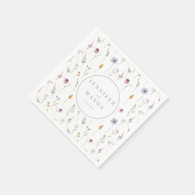 Serviettes en papier mariage couleur bleu fleur sa (Coin)