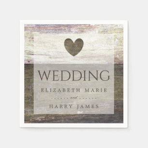 Serviettes En Papier Mariage Country Wood Heart