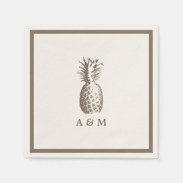 Serviettes En Papier Mariage d'ananas vintage (Devant)