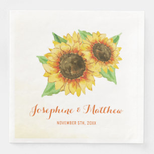 Serviettes En Papier Mariage d'aquarelle Sunflowers