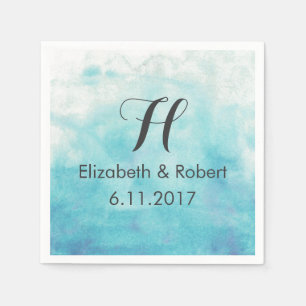 Serviettes En Papier Mariage d'aquarelle Turquoise Ombre