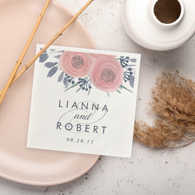 Serviettes En Papier Mariage de Blush Poppies (Créateur téléchargé)