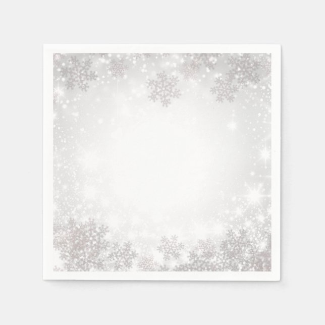 Serviettes En Papier Mariage de l'hiver Wonderland White Sparkakes (Devant)