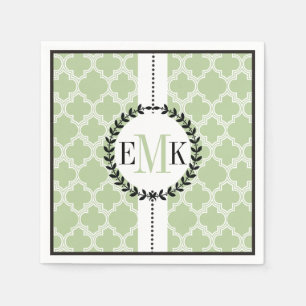 Serviettes En Papier Mariage de motif de feuille de sable vert blanc