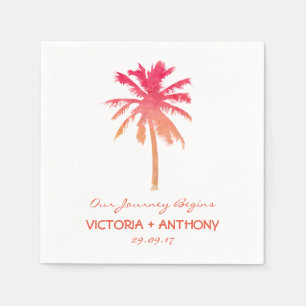 Serviettes En Papier Mariage de plage Tropical Sunset Palm Tree Beach