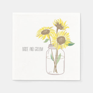 Serviettes En Papier Mariage de Sunflowers Mason Jar