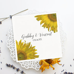 Serviettes En Papier Mariage de tournesols jaunes