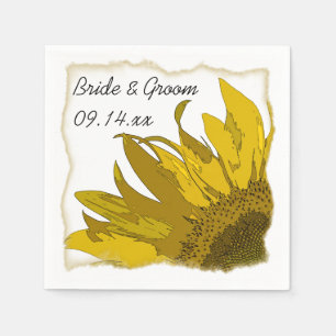 Serviettes En Papier Mariage du coin du tournesol jaune