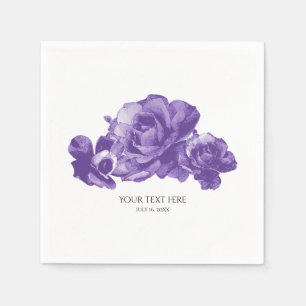 Serviettes En Papier Mariage élégant de roses vintage aquarelle violett