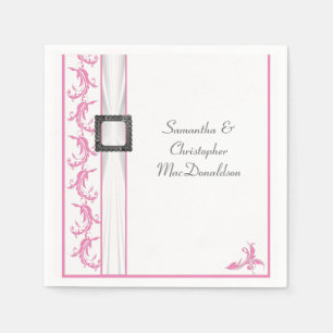 Serviettes En Papier Mariage en dentelle blanche rose pâle