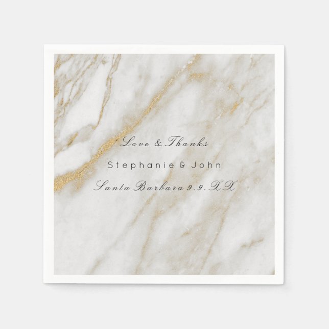 Serviettes En Papier Mariage en marbre Abstrait gris blanc (Devant)