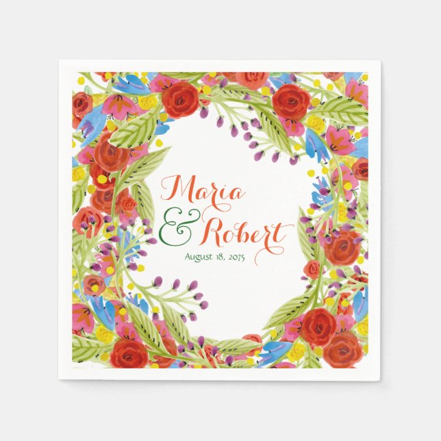 Serviettes En Papier Mariage Fiesta (Devant)