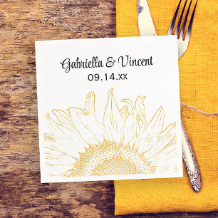Serviettes En Papier Mariage graphique de tournesol jaune