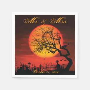 Serviettes En Papier Mariage Halloween Noir Et Orange