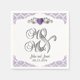 Serviettes En Papier Mariage moderne tendance dans un Damas pourpre