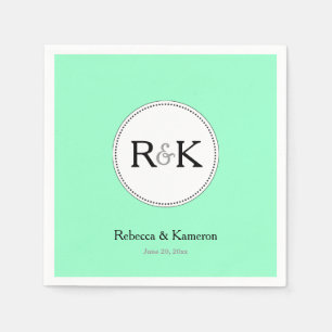 Serviettes En Papier Mariage Monogrammé Vert Menthe
