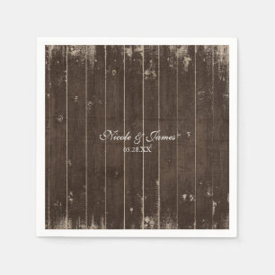 Serviettes En Papier Mariage occidental de campagne rustique en bois en
