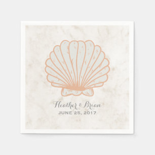Serviettes En Papier Mariage Orange Rustique Seashell