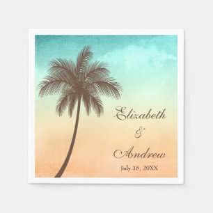 Serviettes En Papier Mariage personnalisé Tropical Beach Palm Tree