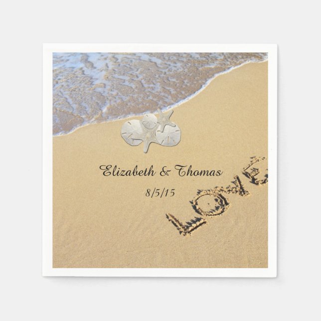Serviettes En Papier Mariage plage, Dollar de sable, Serviettes Starfis (Devant)