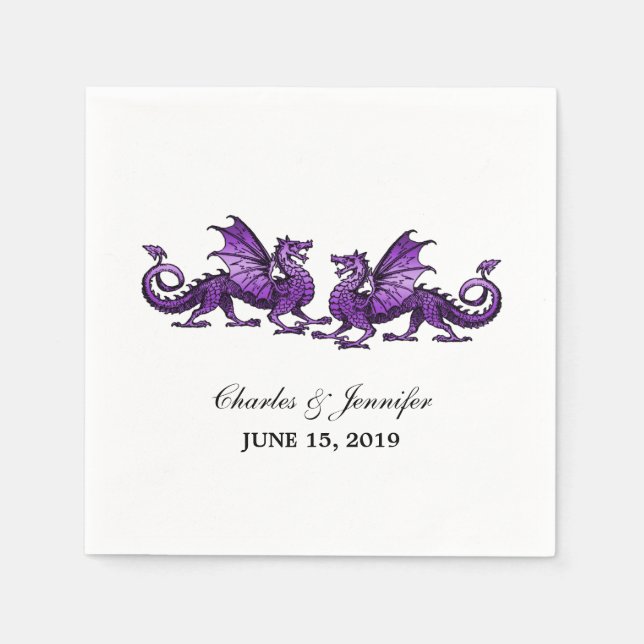 Serviettes en papier Mariage Purple Elegant Dragon (Devant)