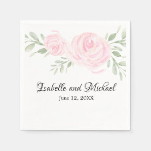 Serviettes En Papier Mariage  Rose couleur rose pâle personnalisé