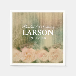 Serviettes En Papier Mariage Rose rustique Napkin