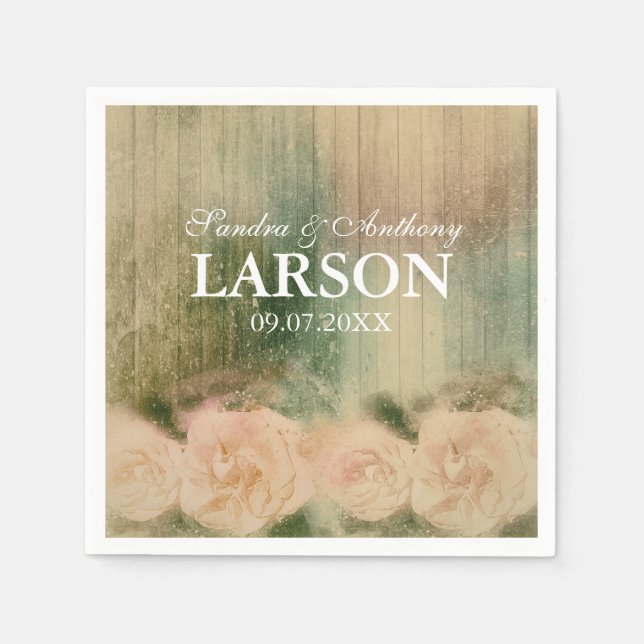 Serviettes En Papier Mariage Rose rustique Napkin (Devant)