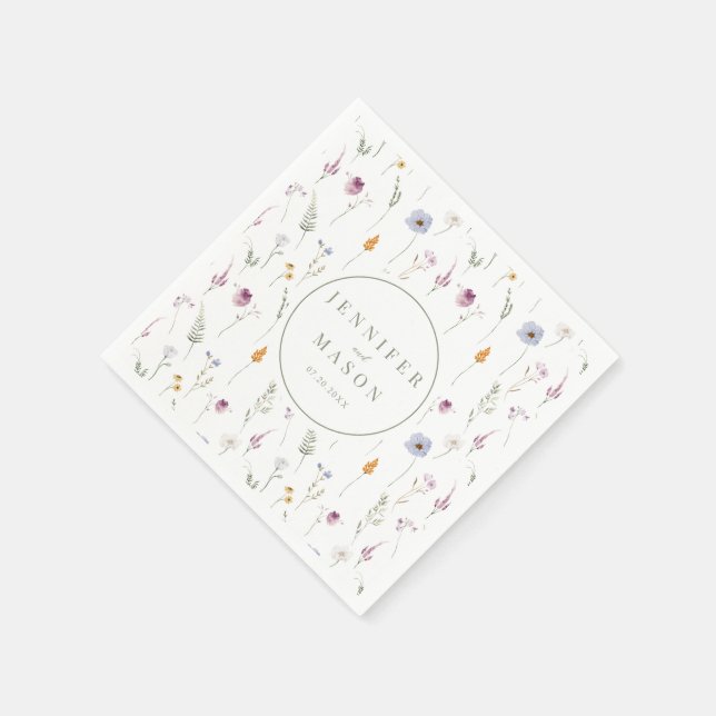 Serviettes en papier mariage Rustique fleur sauvag (Coin)