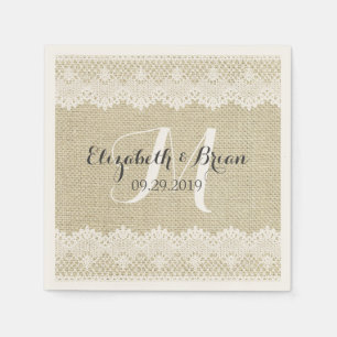 Serviettes En Papier Mariage rustique, toile de jute et mariage de