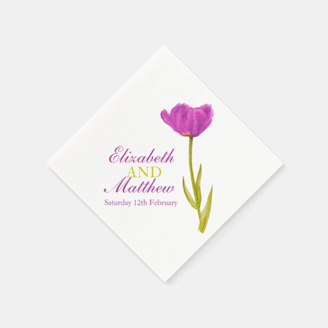 Serviettes En Papier Mariage tulipe simple violet art nommé papier serv (Coin)