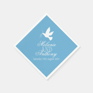 Serviettes En Papier Mariage un blanc colombes bleu serviettes personna