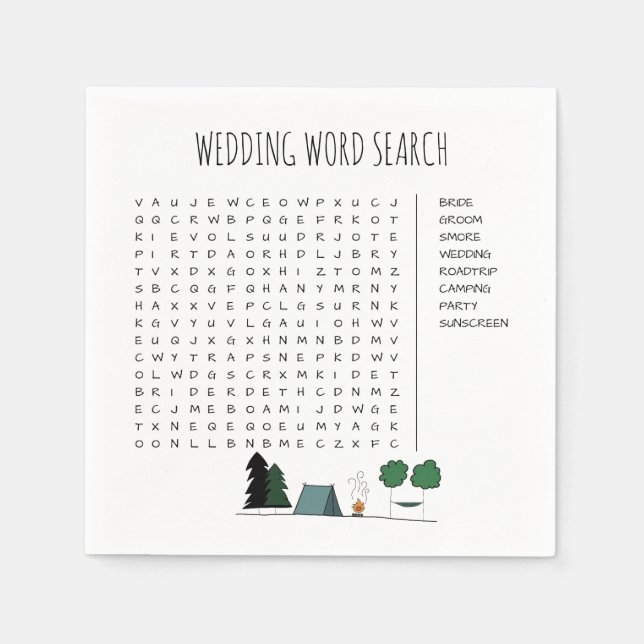 Serviettes En Papier Mariage Word Recherche Cocktail Napkins (Devant)