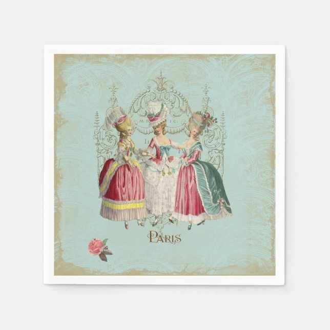 Serviettes En Papier Marie Antoinette Trois dames en attente (Devant)