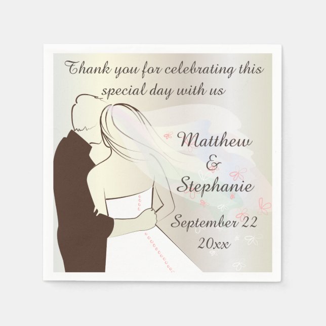 Serviettes En Papier Mariée et  Mariage personnalisée (Devant)