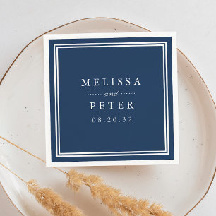 Serviettes En Papier Marine classique et Mariage blanc