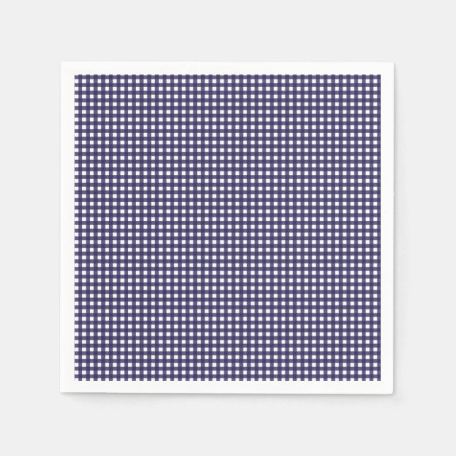 Serviettes En Papier Marine et En vichy blanche (Devant)