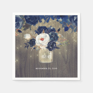 Serviettes En Papier Marine Floral Mason Jar Rustique