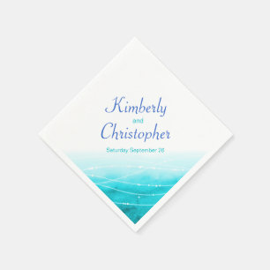 Serviettes En Papier Mer brillante peinte eau bleue papier blanc servie