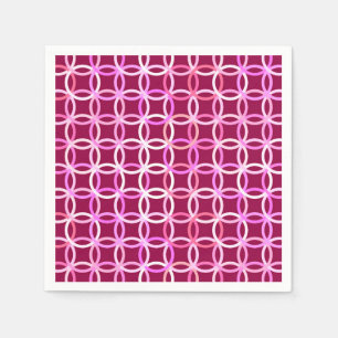 Serviettes En Papier Mi-siècle Cercles modernes, prune et orchidée rose