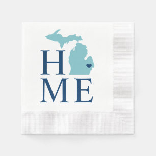 Serviettes En Papier Michigan Accueil Aqua Navy Blue Custom City Heart