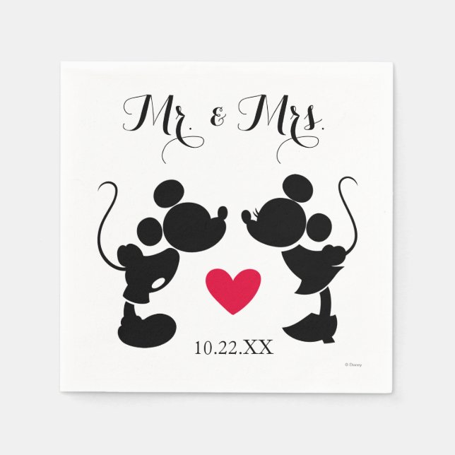 Serviettes En Papier Mickey et Minnie Mariage | Silhouette (Devant)