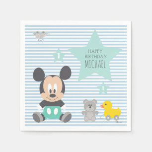 Serviettes En Papier Mickey Mouse   Premier anniversaire