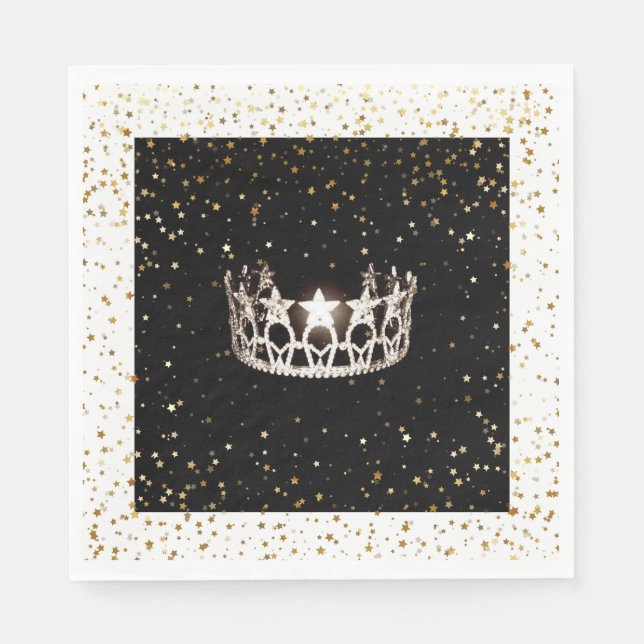 Serviettes En Papier Miss USA Silver Crown Gold Stars Papier Napkin (Devant)