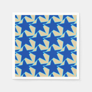 Serviettes En Papier Moderne Star Géométrique - bleu cobalt et taupe